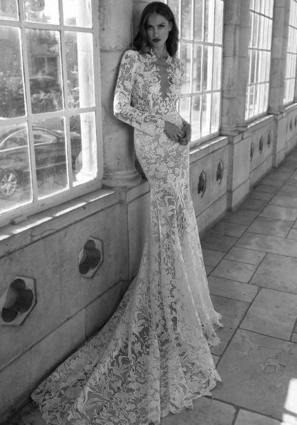 Tattoo-Effect Long Sleeves Wedding Dress