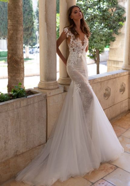 Beaded Wedding Dress with Keyhole Back