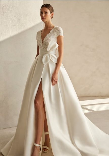 Embroidered Mikado Wedding Dress