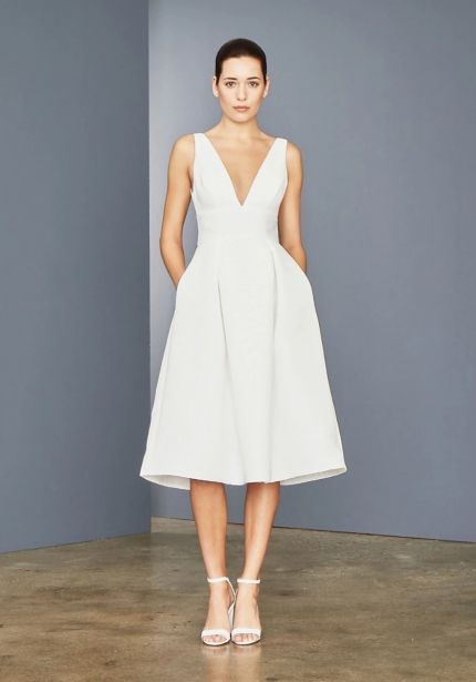 Faille Short Wedding Dress with Open Back