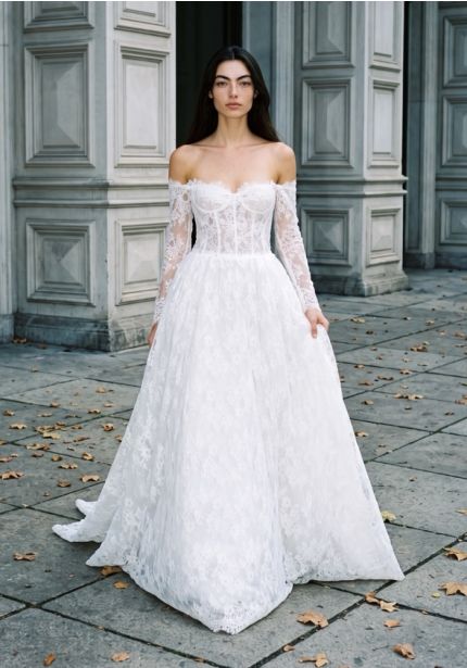 Embroidered Corset Wedding Dress