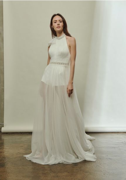 Backless See-Through Wedding Dress