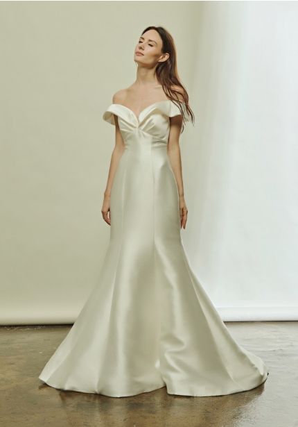 Draped Mikado Wedding Dress