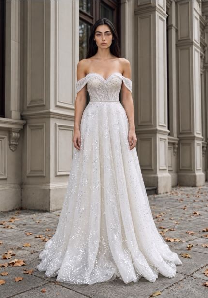 Embellished Tulle Wedding Dress