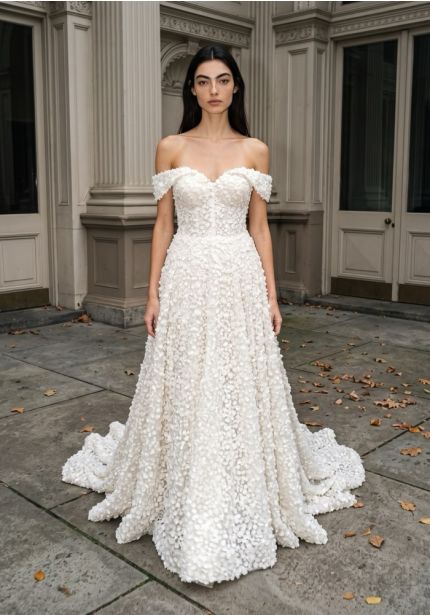 3D Floral Corset Wedding Dress