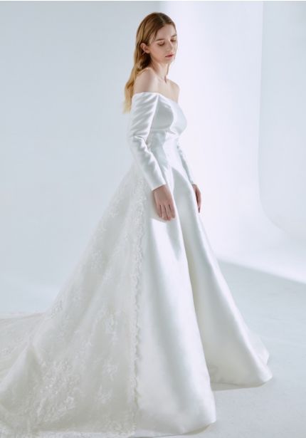Long Sleeve Mikado Wedding Dress