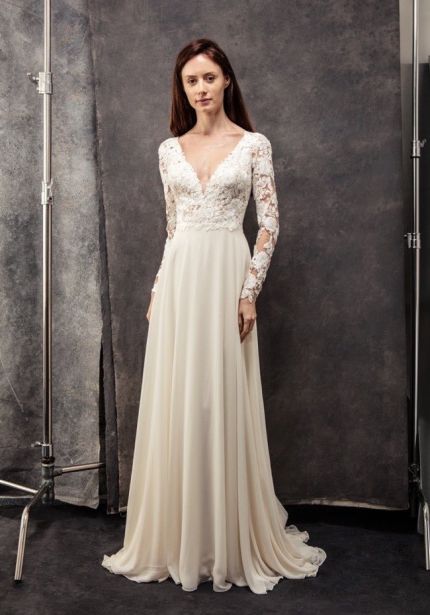 Embroidered Chiffon Wedding Dress