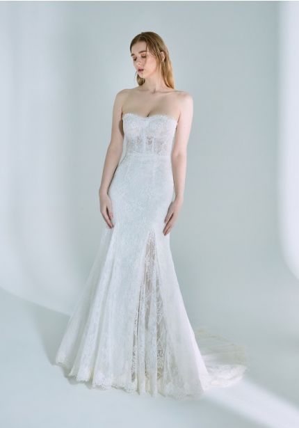 Embroidered Slit Wedding Dress