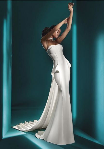 Long Train Crepe Wedding Dress