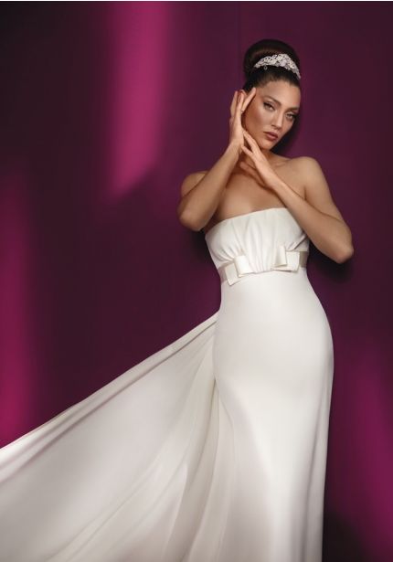 Draped Crepe Wedding Dress