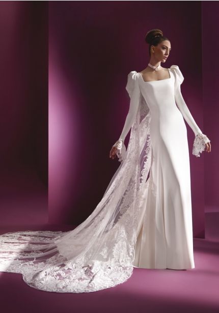 Illusion Back Crepe Wedding Dress