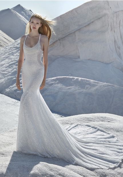 Embellished Cross-Strap Wedding Dress
