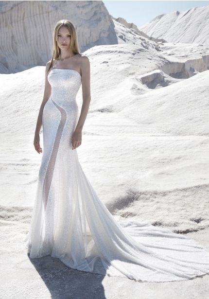 Beaded Sheer-Panel Wedding Dress