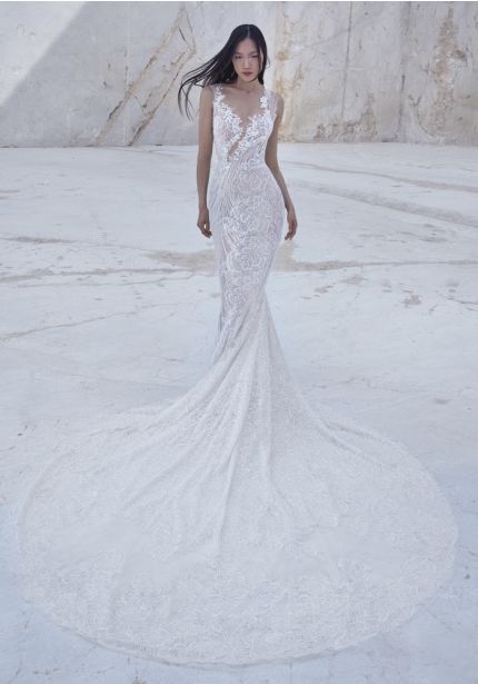 Embroidered Backless Wedding Dress