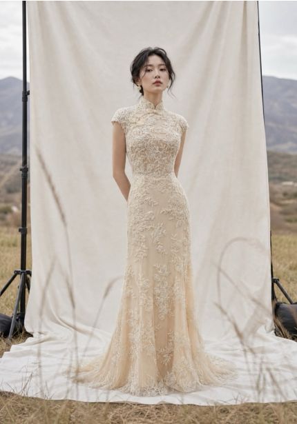 Beaded Blush Pink Cheongsam