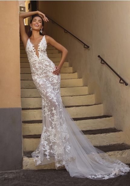 Embroidered Wedding Dress With Open Back