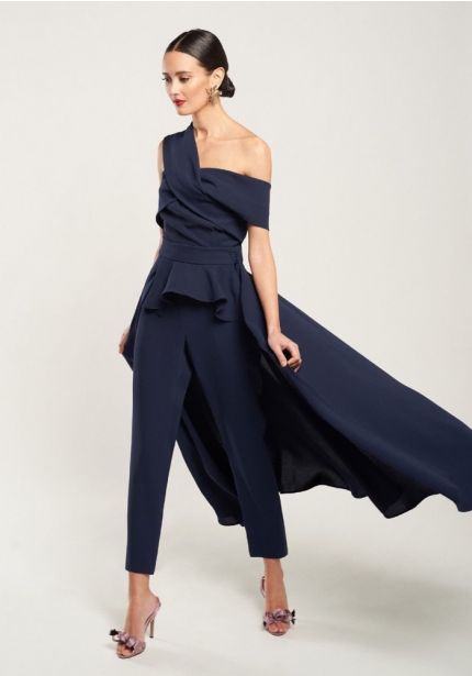 3 Piece Crepe Top Pants and Overskirt