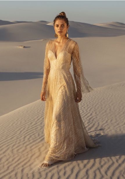 Heavily Beaded Tulle Wedding Dress