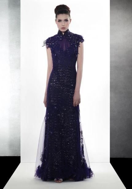 Sequined Keyhole Back Cheongsam