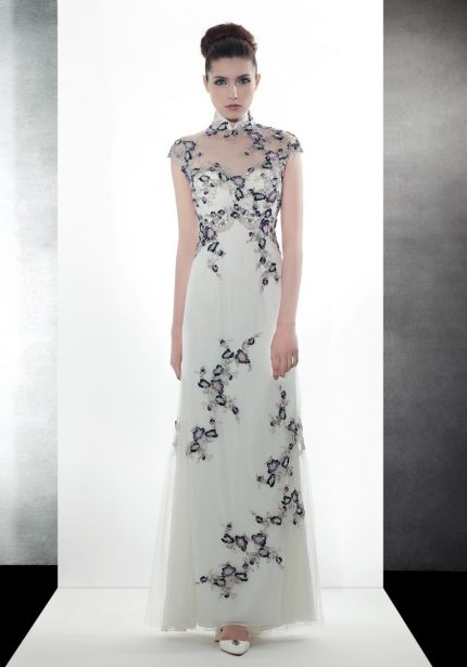 Embellished White Cheongsam