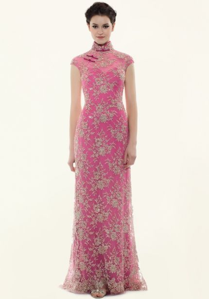 Embellished Pink Cheongsam