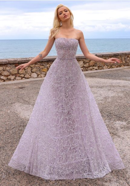 Embellished Strapless Gown