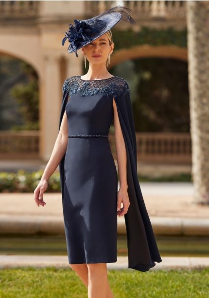 Beaded Cape-Effect Gown
