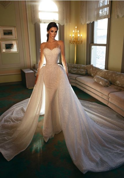 Beaded Long Sleeve Wedding Dress
