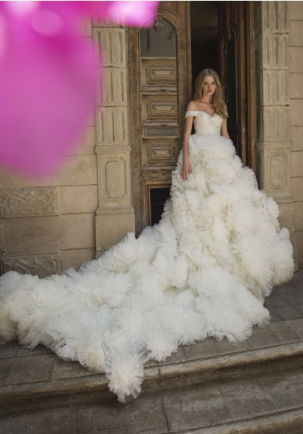 Draped Ruffle Ball Gown