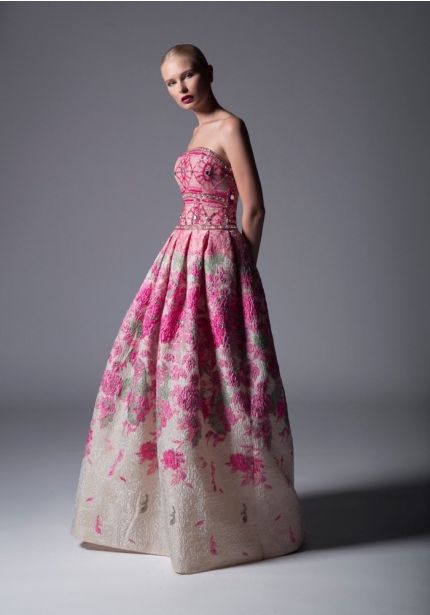 Beaded Floral Evening Dress