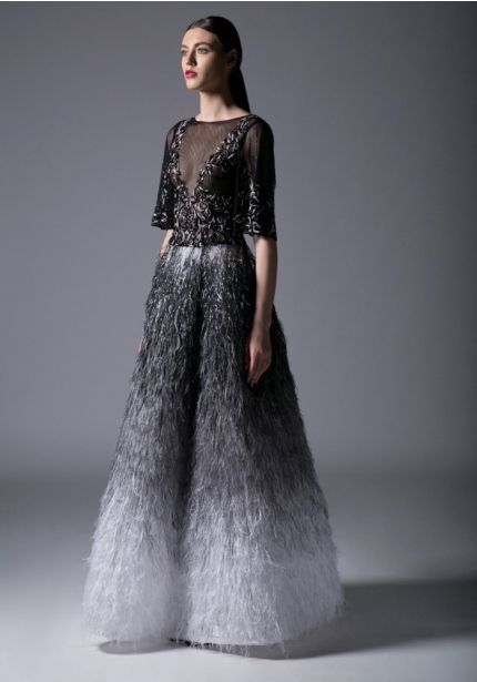 Beaded Ombre Effect Evening Dress