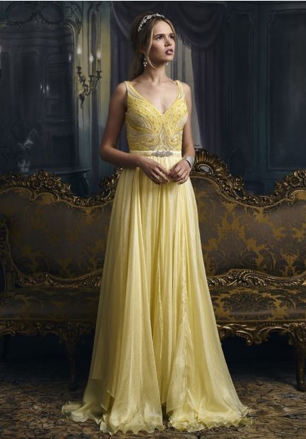 Embellished Chiffon Evening Dress