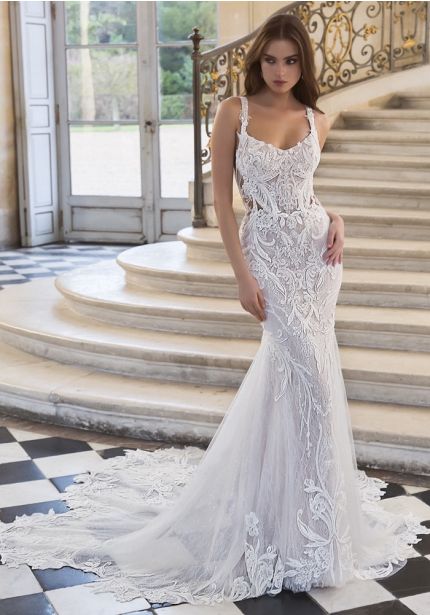 Embroidered Backless Wedding Dress