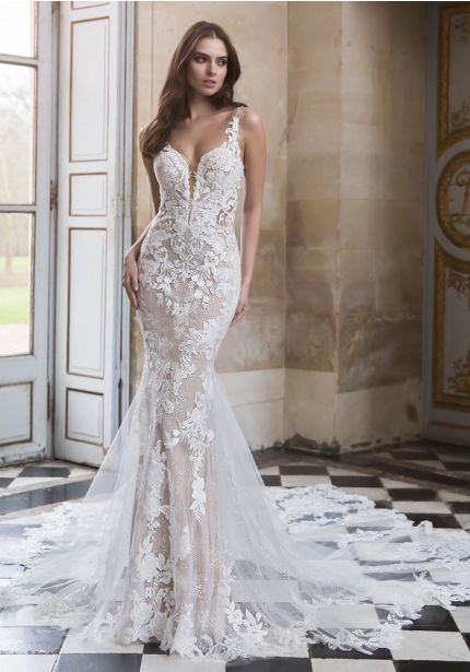 Embroidered Backless Wedding Dress
