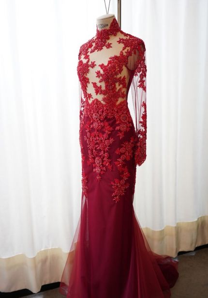 Embellished Long Sleeves Cheongsam