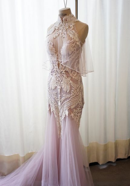 Embellished Mandarin Collar Mermaid Gown