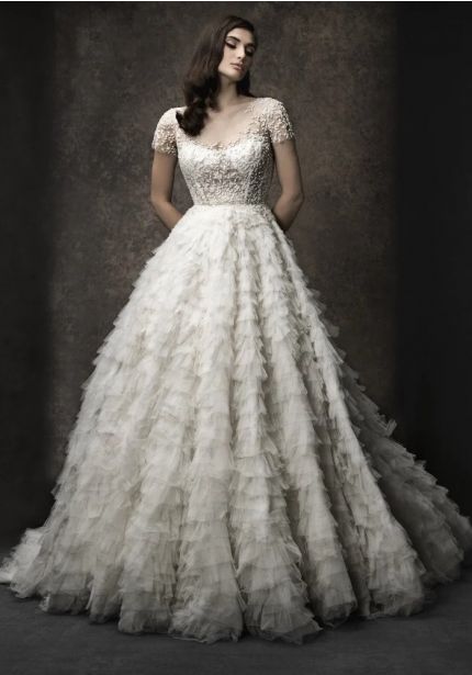 Beaded Ruffle Wedding Dress
