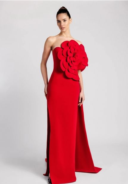 3D Flower Crepe Gown