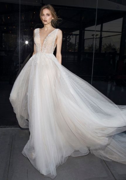 Beaded Flowing Tulle Wedding Dress