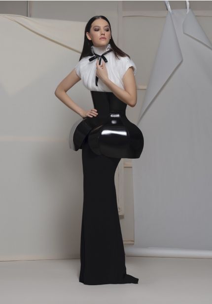 Two-Tone Crepe Evening Gown