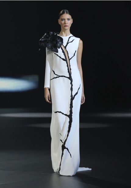 3D Flowers Column Gown