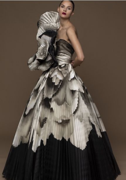 3D Flower Pleated Gown