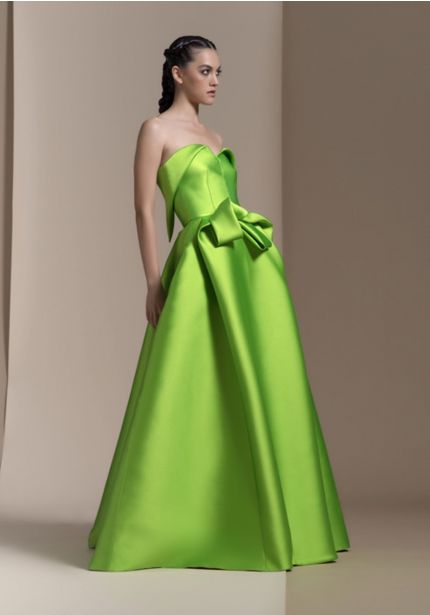Draped Lime Ball Gown