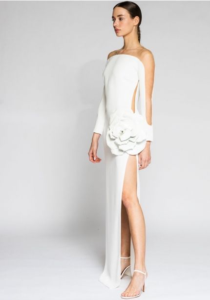 3D Flower Crepe Wedding Dress