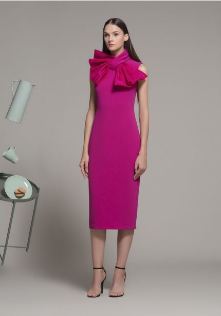 Dramatic Bow Midi Dress