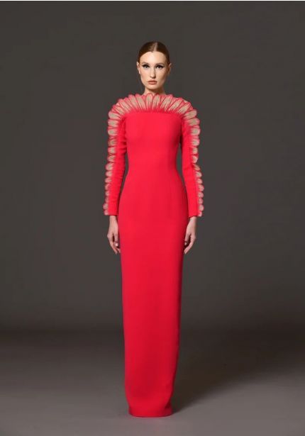 Daisy Sleeve Crepe Gown