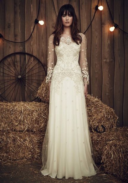 Floral Embellished Boho Wedding Dress