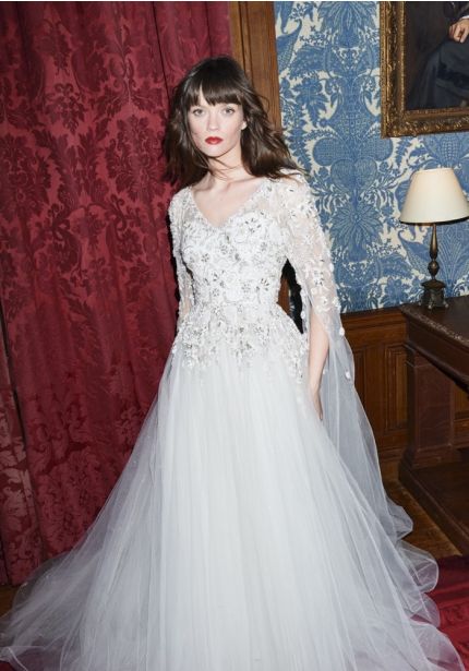 Embellished Flowers Tulle Wedding Dress