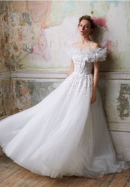 Beaded Ruffle Wedding Dress