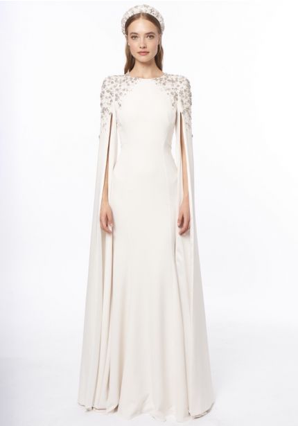 Beaded Crepe Wedding Dress
